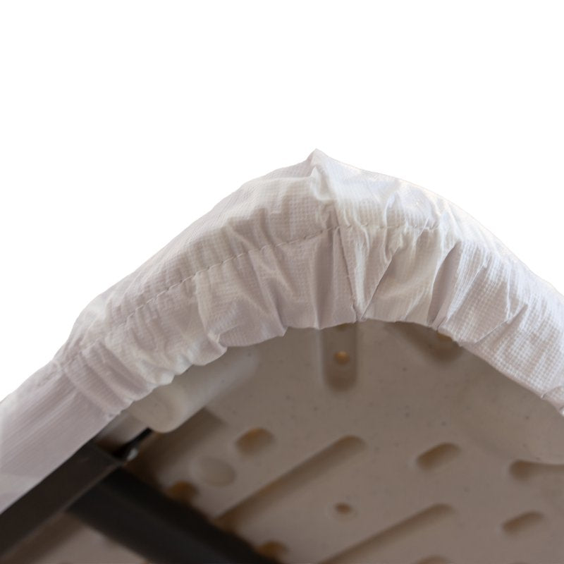 Elastic Fitted Table Cover - Waterproof Vinyl, 6ft, Flannel Backing, 4 Pack - Ogee Cural Pearl