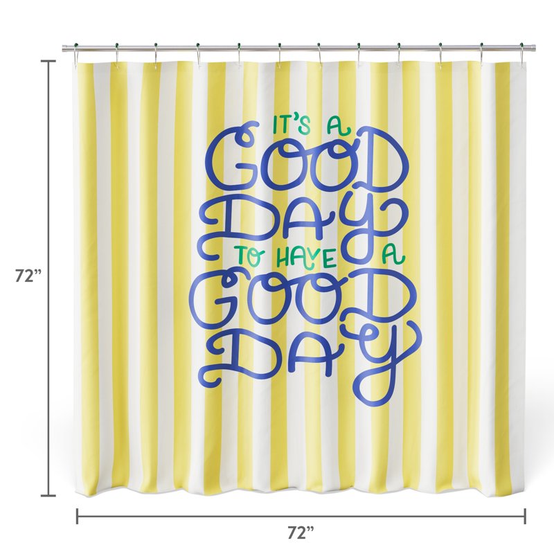 Mainstays Kids Good Day Fabric Shower Curtain with 12 Hooks Set - Multicolor Geo Design, 72x72 Inches