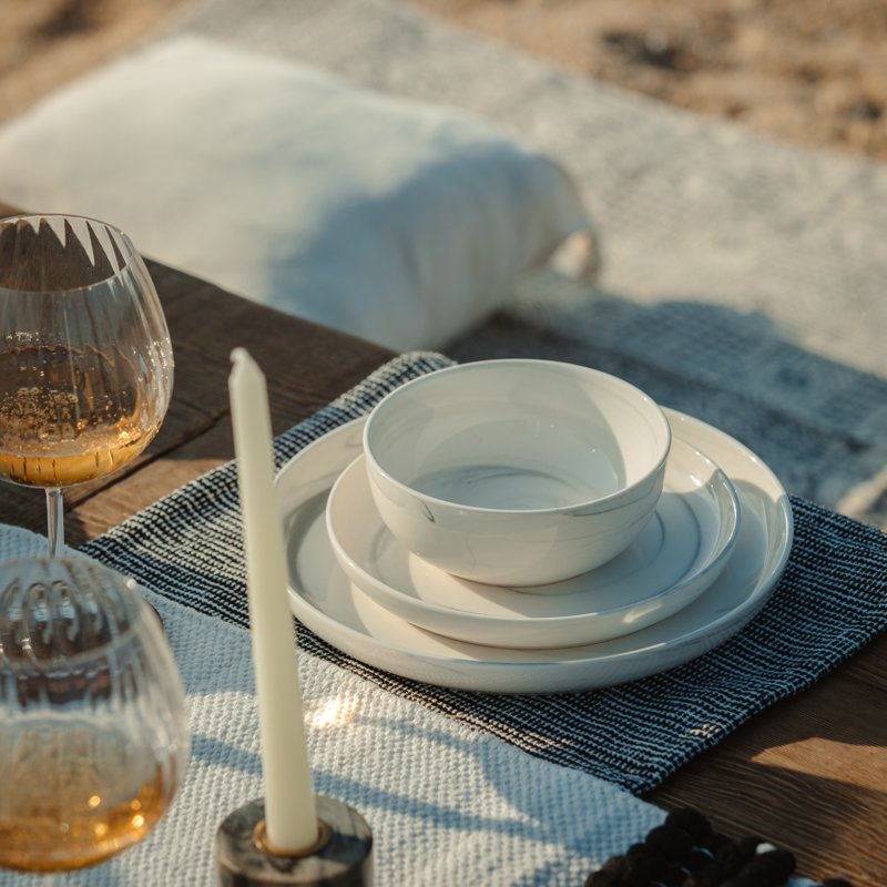 Grey Marble 12-Piece Ceramic Dinnerware Set - 2 Pack