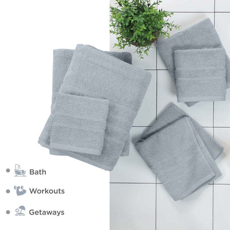 Martex 6-Piece Cotton Towel Set - Soft & Absorbent Bath Towels - Spa Blue