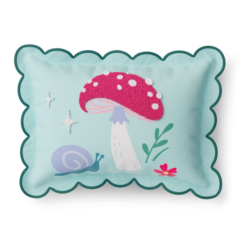 Kids Fairy Garden Comforter Set Twin - Textured Unicorn & Mushrooms Bedding