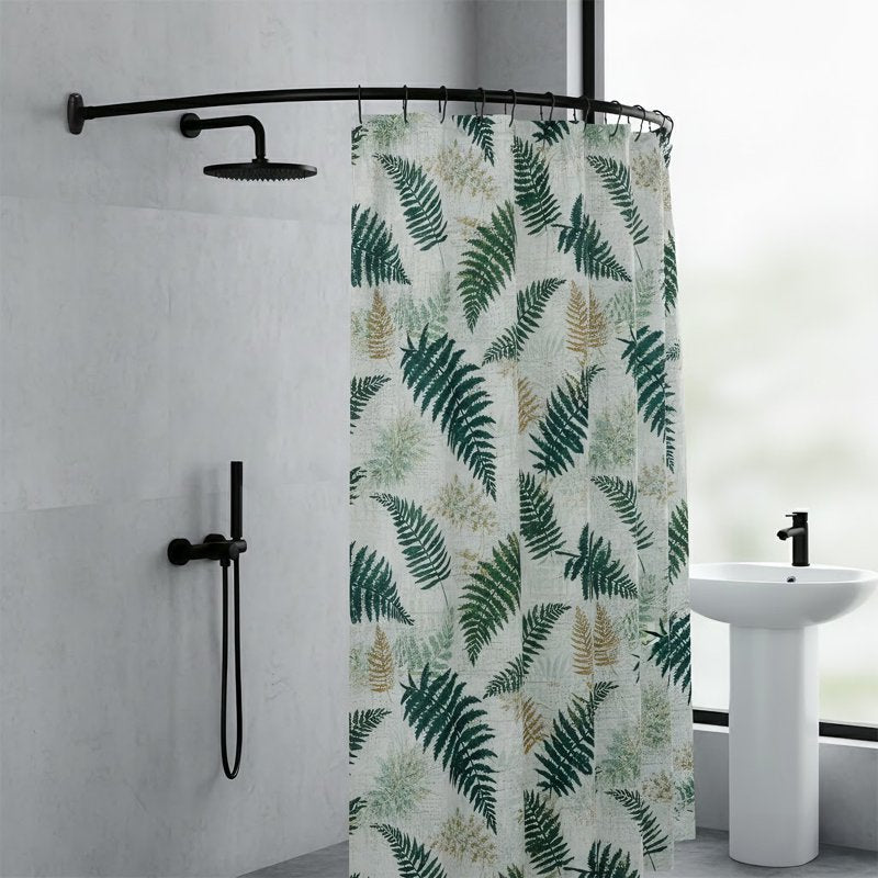 Black Curved Shower Curtain Rod 43-71 Inches Adjustable Rustproof Bathroom Accessory