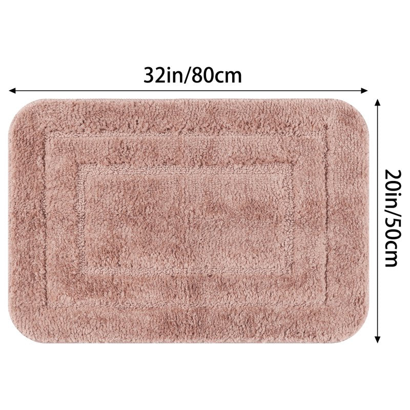 Pink Microfiber Bath Rug 20x32 Inches Non-Slip Absorbent Plush Bathroom Mat - Unique Bargains