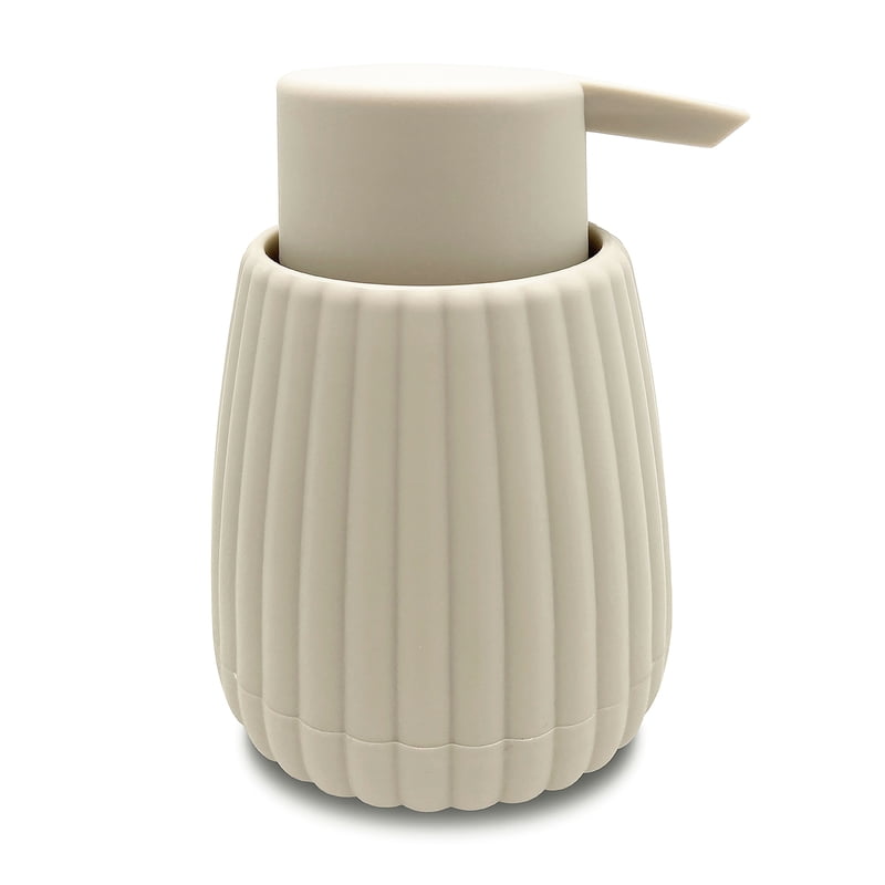 (3 Pack) Mainstays Rubberized Plastic Ribbed Soap Dispensers - 11 oz Beige