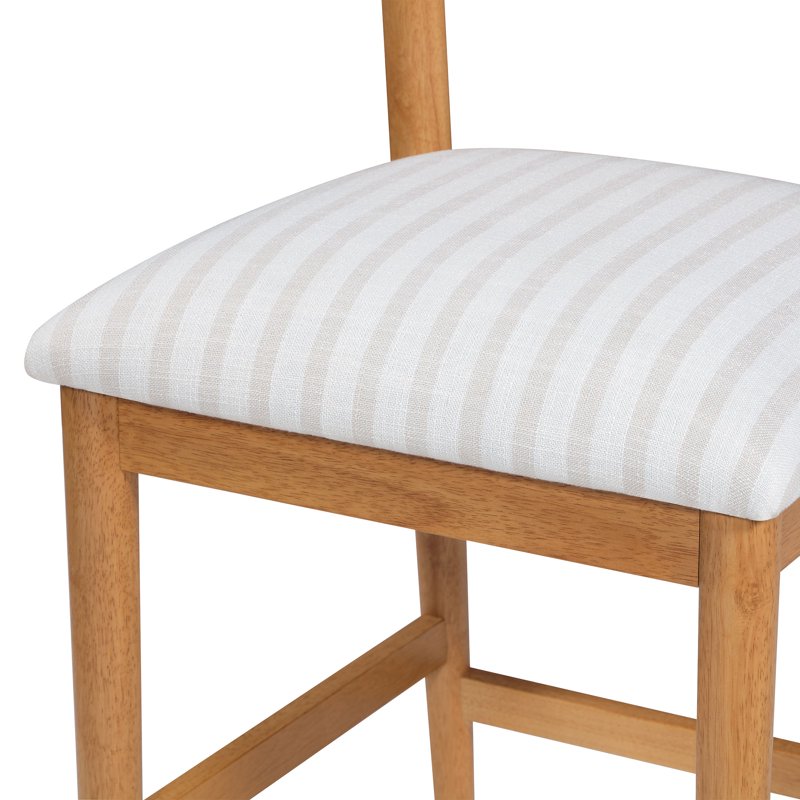 Counter-Height Stools Set of 2 - Warm Honey & Striped Linen