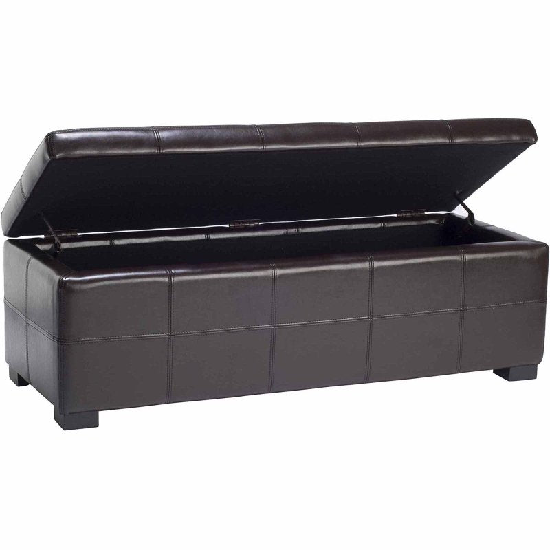 Large Tufted Storage Bench - Rustic Flip Top - Brown