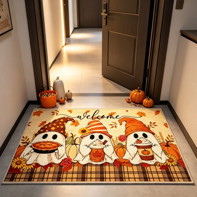 Halloween Doormat 15.7x23.6in Spooky Welcome Ghost Entry Floor Mat - Variation 42