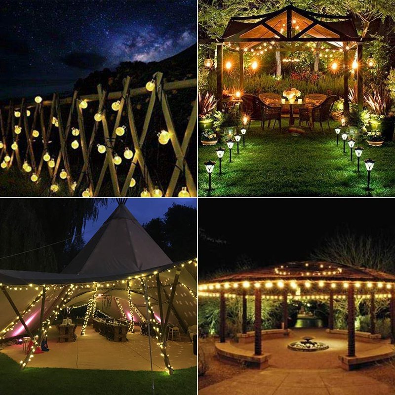 7M Solar Bubble Globe String Lights - Waterproof LED Fairy Lights, 8 Modes, Warm White