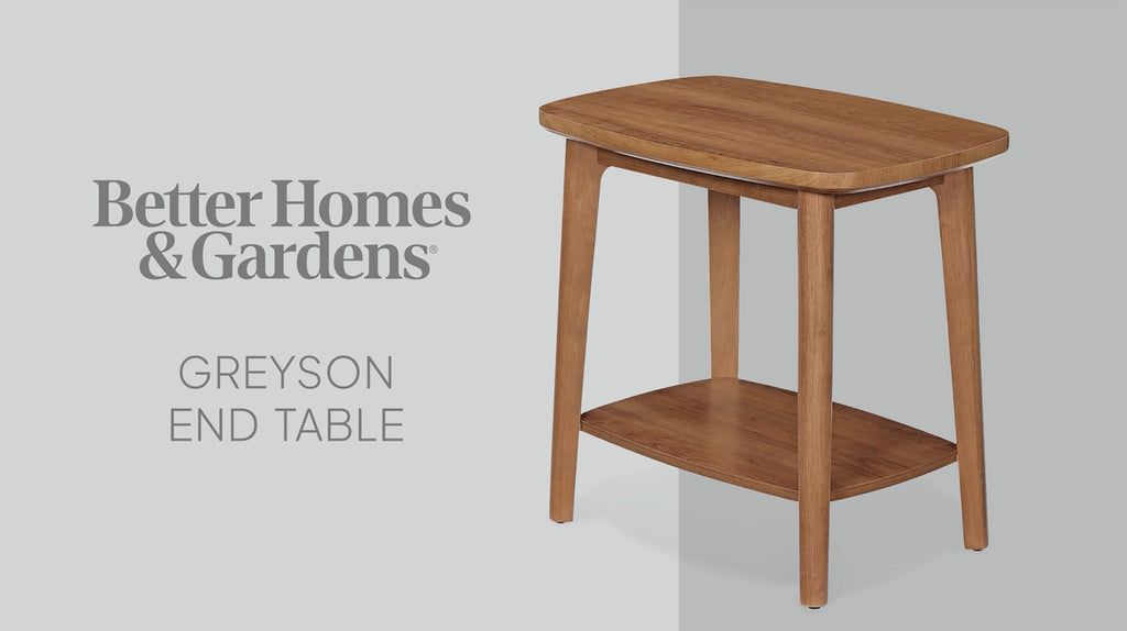 End Table with Open Shelf - Acorn Finish, Rubberwood