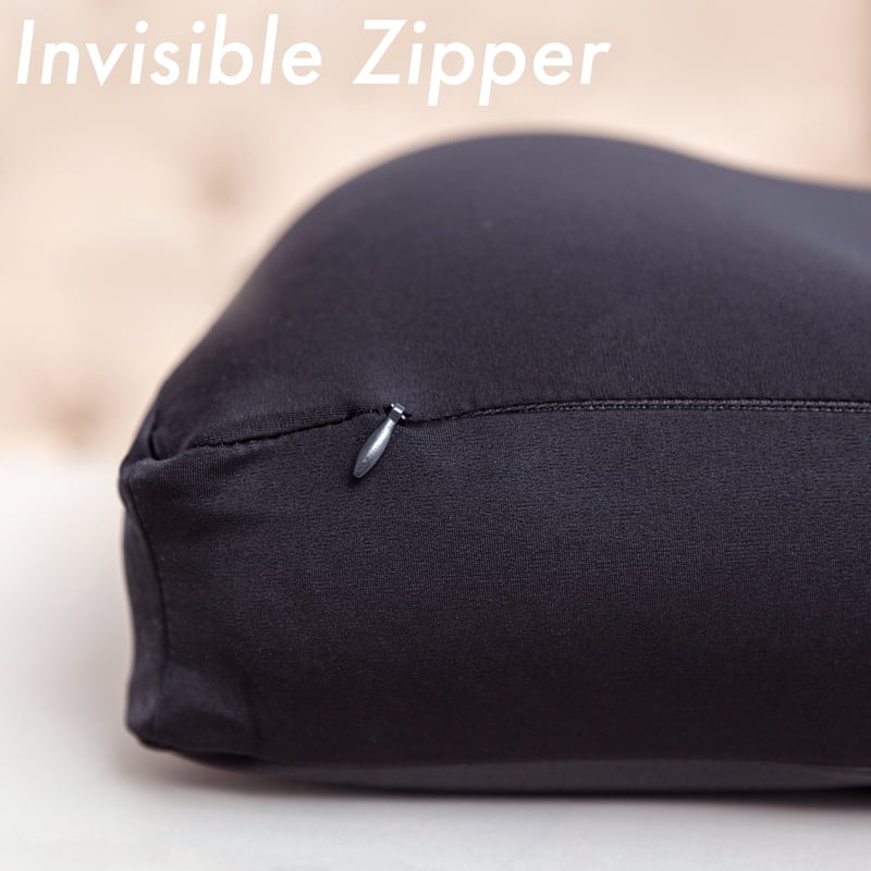 Microbead Pillow with Silk-Like Cover - Large Anti-Aging Bed Pillow Black