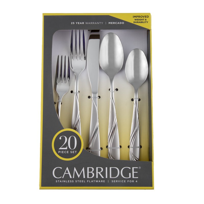 20-Piece Stainless Steel Flatware Set - Service for 4, 3 Pack