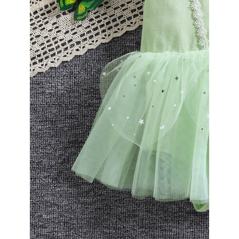 Puff Sleeve Green Baby Girl Princess Dress with Headband - 12-18 Months