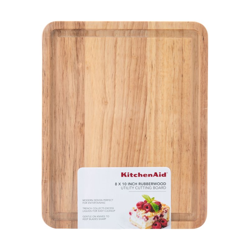 Rubberwood Cutting Board - 8 x 10 Inches, Natural Finish