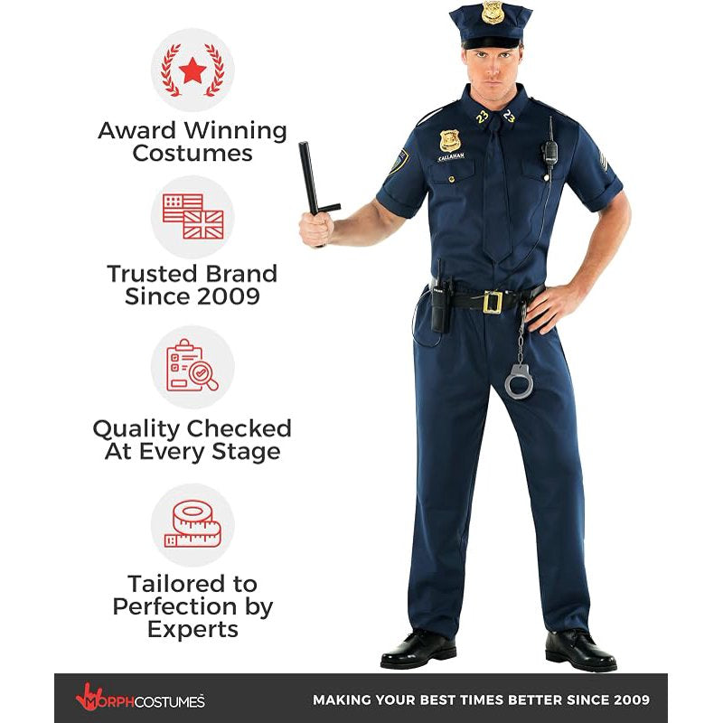 Police Officer Mens Halloween Costume - Large, Blue, Morph Brand - Variation of L