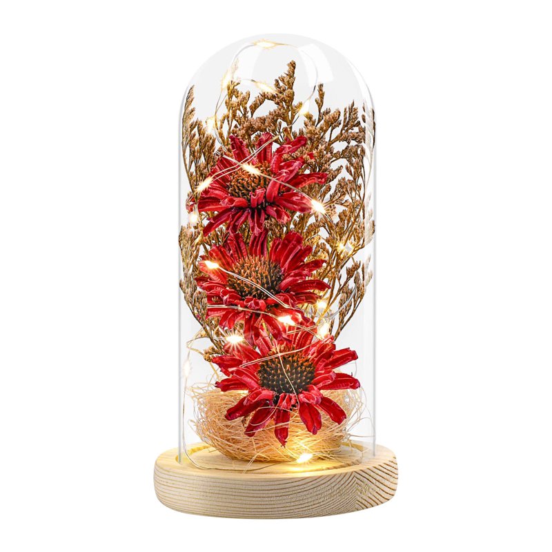 Sunflower LED Eternal Flower Lamp with Glass Dome - Romantic Home Decor Light