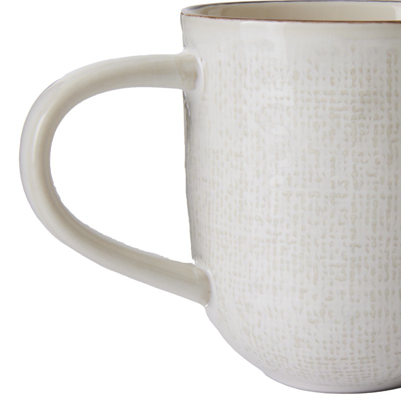 Cream Stoneware Mug - 4 Pack, Durable & Microwave Safe