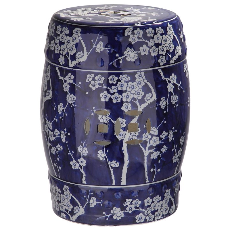 Indoor/Outdoor Garden Patio Stool - Dark Blue Ceramic