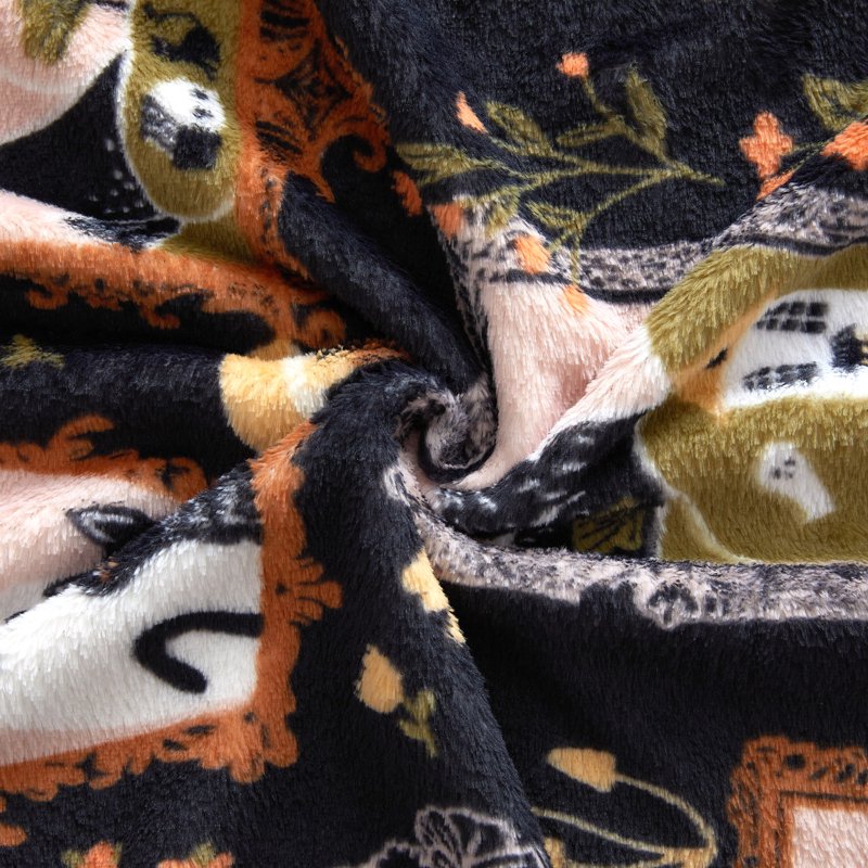 Halloween Ghosts Plush Oversized Throw Blanket - Black 50 x 72 in - Fall Cozy Decor