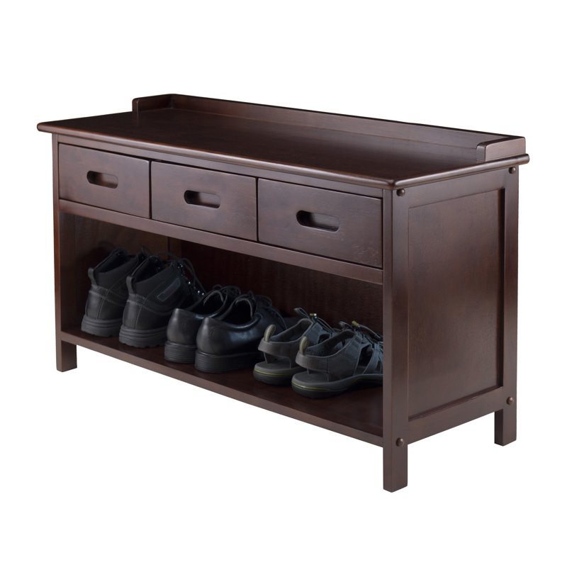 Adriana Storage Bench with 3 Drawers - Walnut Finish