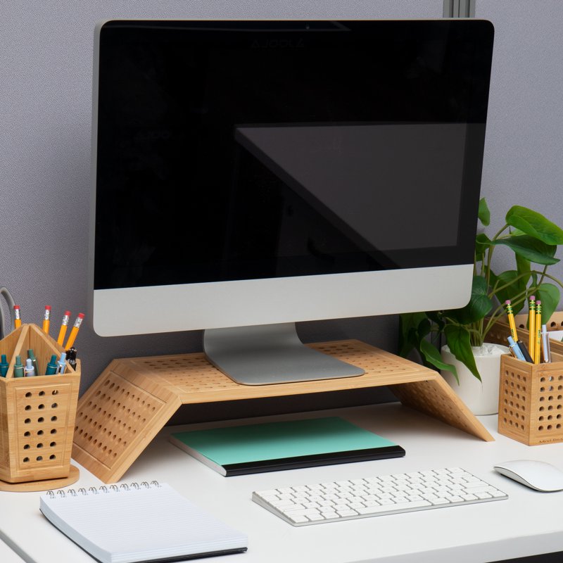 Monitor Stand Ventilated Laptop Riser - Desktop Organizer, Bamboo, Brown - Variation of THIS listing