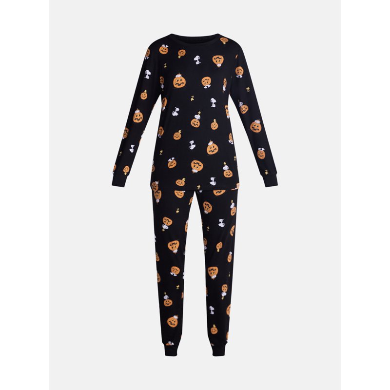 Women’s Snoopy Halloween Pajama Set - Long Sleeve Top & Pants, Size M, Matching Family Sleepwear