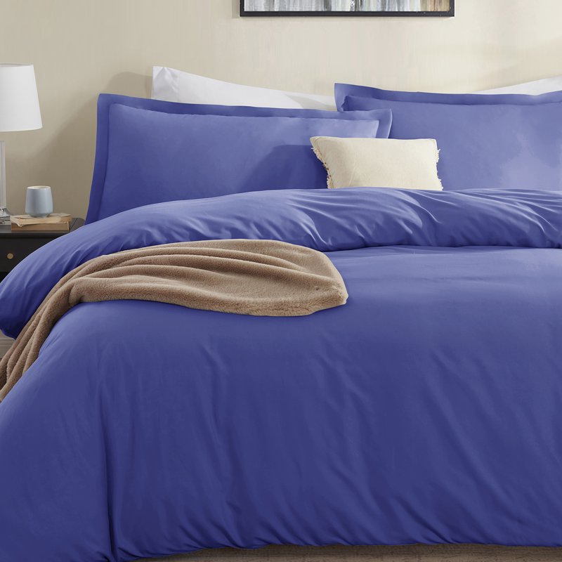 California King Duvet Cover Set - Luxury Microfiber Bedding in Royal Blue - 3 Pieces