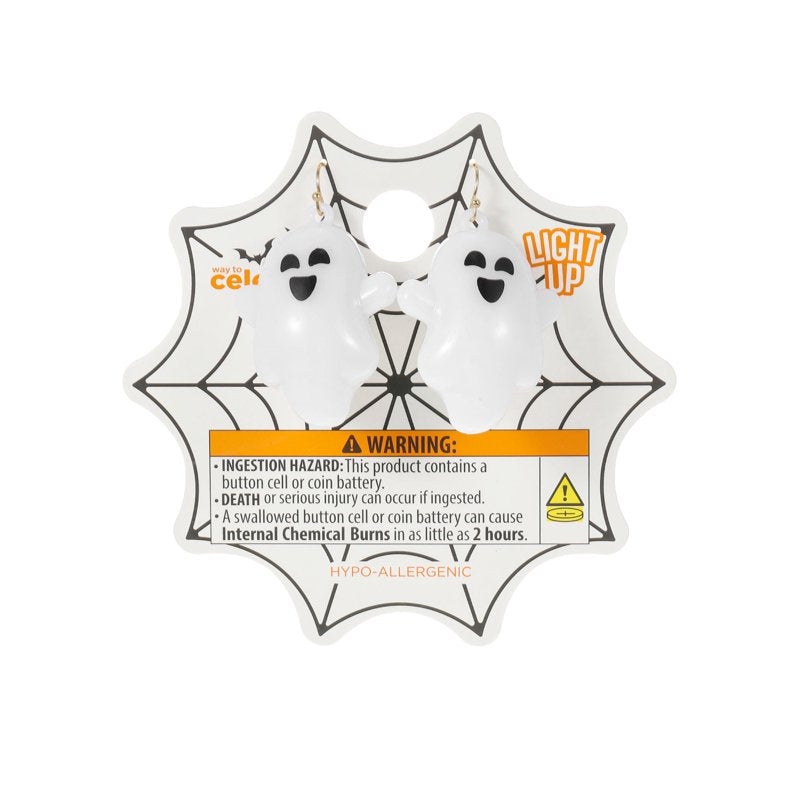Light-Up Ghost Halloween Earrings - Spooky Festive Jewelry, 1 Pair