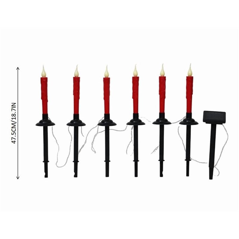 Solar LED Candle Lights F Flickering Flameless Outdoor Waterproof 6 Pack - F
