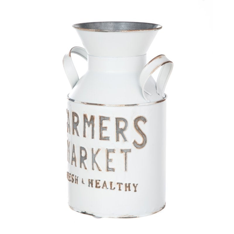 Farmers Market Metal Milk Jug Décor with Handles - 3 Pack, White