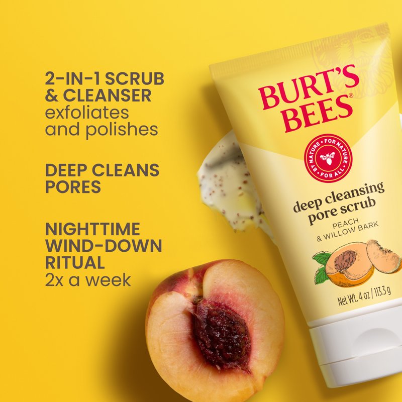 Deep Pore Cleansing Facial Scrub with Peach and Willow Bark, 4 oz