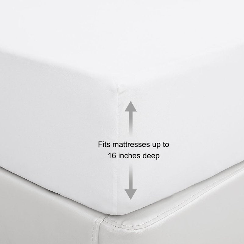 King Size Brushed Microfiber Fitted Sheet Bed Cover White - Durable & Soft