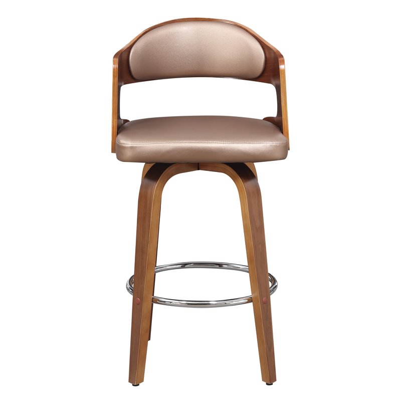 Mid-Century Swivel Barstool - 27-Inch Height, Copper Faux Leather