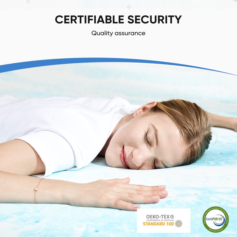 EDX Twin Size 3-Inch Gel Memory Foam Mattress Topper - Blue, CertiPUR-US Certified