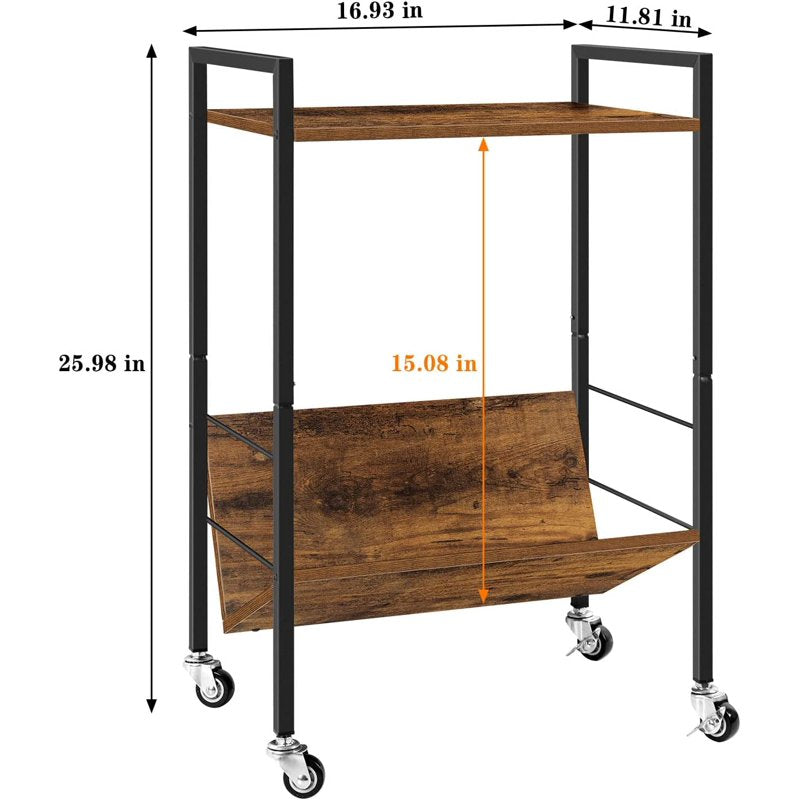 2 Tier Record Player Stand with Vinyl Storage Shelf
