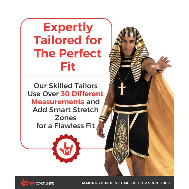 Men's Pharaoh Costume XXL - Egyptian King Halloween Outfit with Accessories