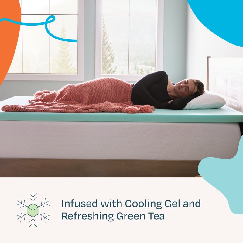 Full 2-Inch Cooling Gel & Green Tea Infused Memory Foam Mattress Topper