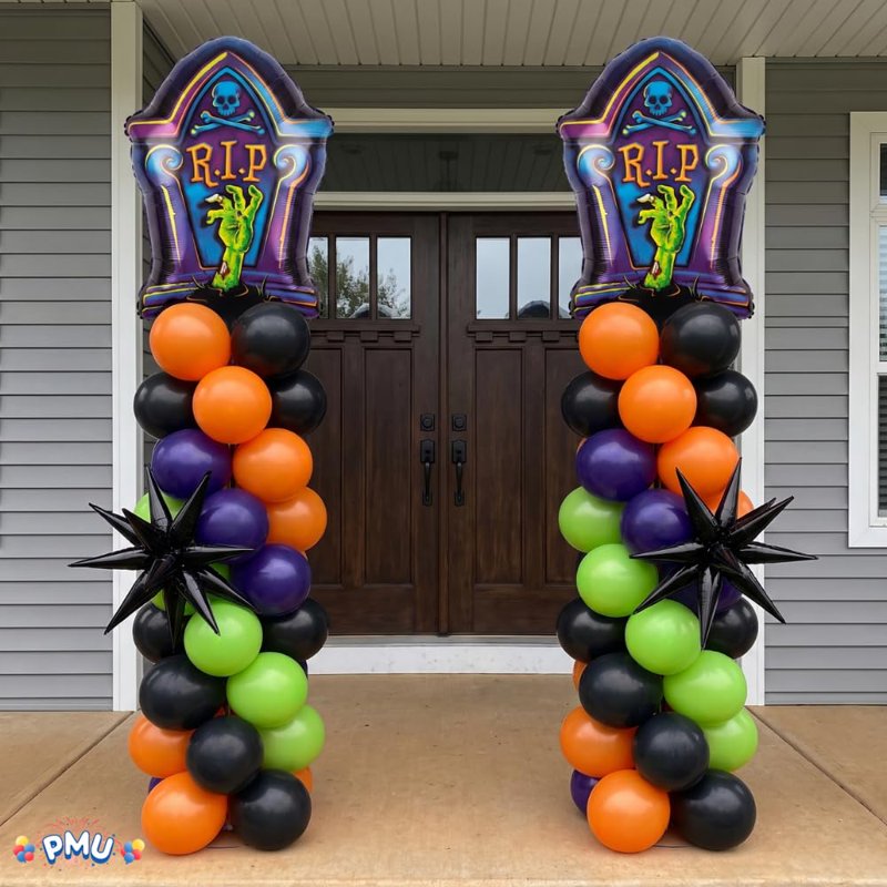 Halloween R.I.P. Tombstone 36 Inch Jumbo Mylar Balloon - Pack of 10 - Spooky Party Decor