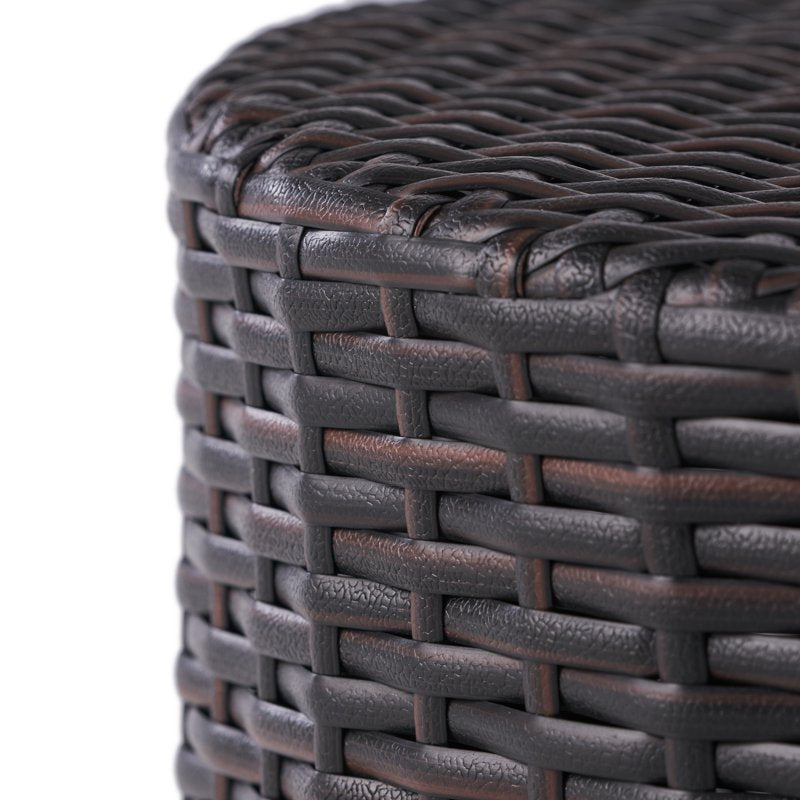 Outdoor Wicker Barrel Side Table - Brown