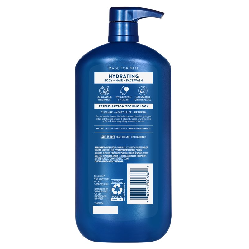 Hydrating 3-in-1 Body, Hair & Face Wash with Glycerin & Vitamin E
