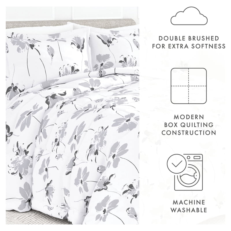Light Gray Magnolia Comforter Set - 2-Piece Twin/Twin XL Bedding