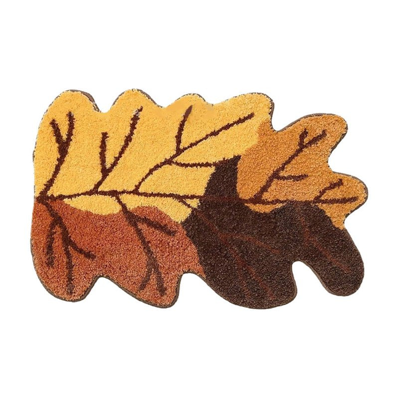 Fall Maple Leaf Doormat - Imitation Wool, Absorbent, Non-Slip, 15.75x23.62in - Yellow Variation