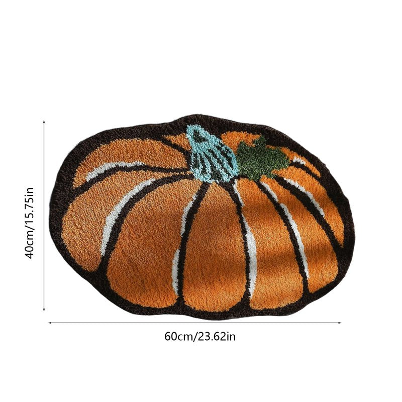 Orange Pumpkin Fall Doormat with Non-Slip Backing - Halloween Thanksgiving Entryway Rug - Washable 15.75x23.62in