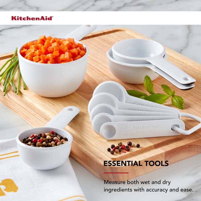 Measuring Cups and Spoons Set - 9-Piece White Kitchen Tools