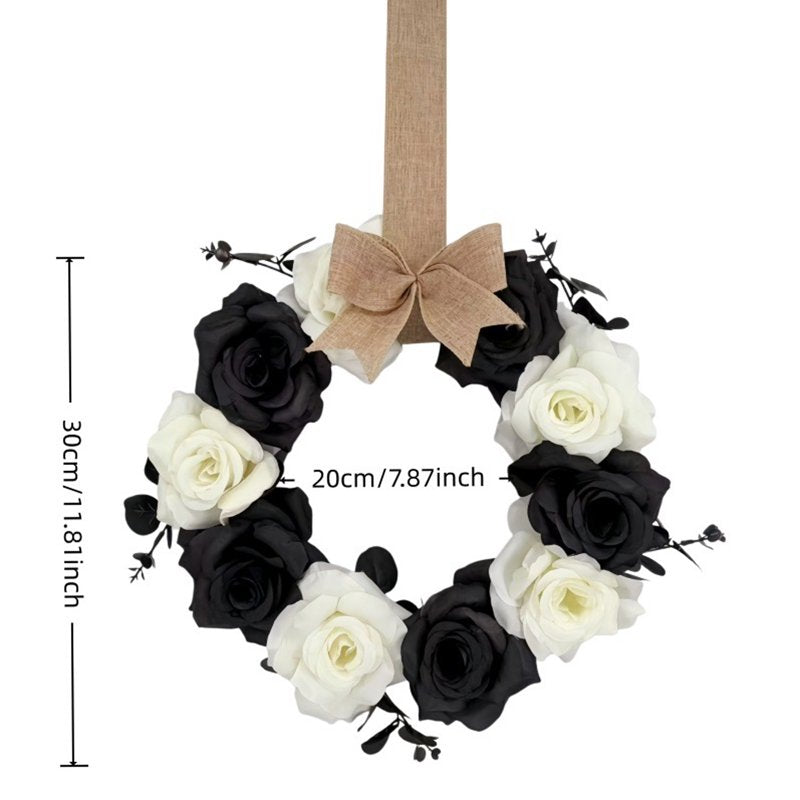 Halloween Wreath for Front Door - Artificial Rose Decor R-9 - Fall Holiday