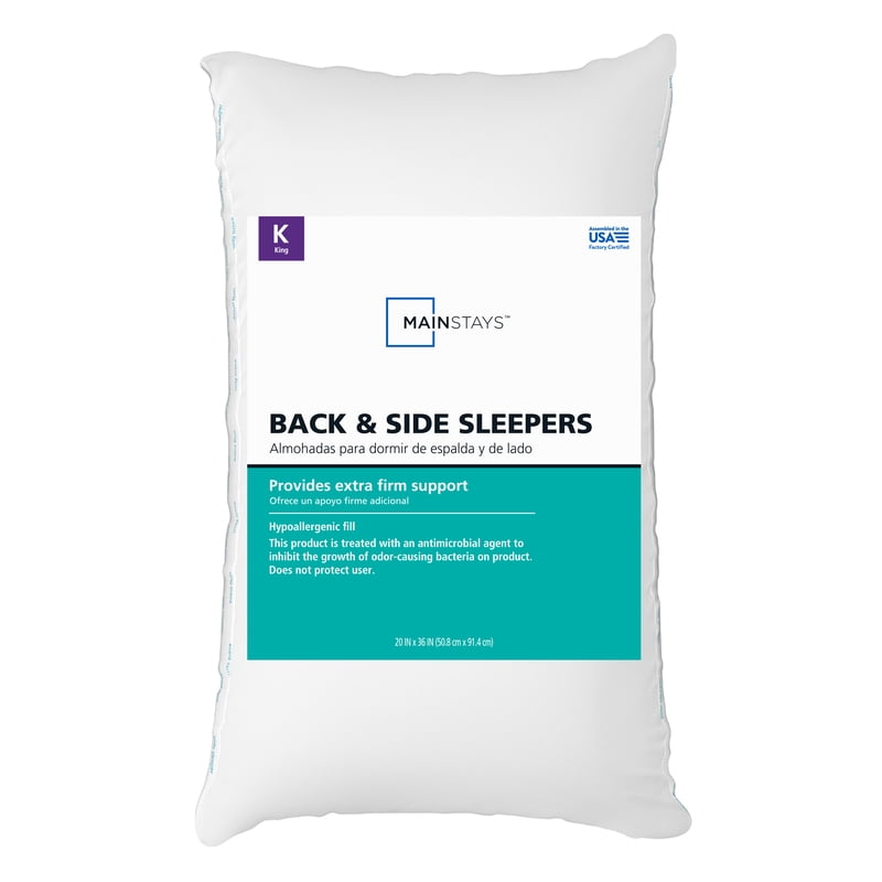 (4 Pack) Mainstays King Back & Side Sleeper Bed Pillows - Extra Firm, Hypoallergenic