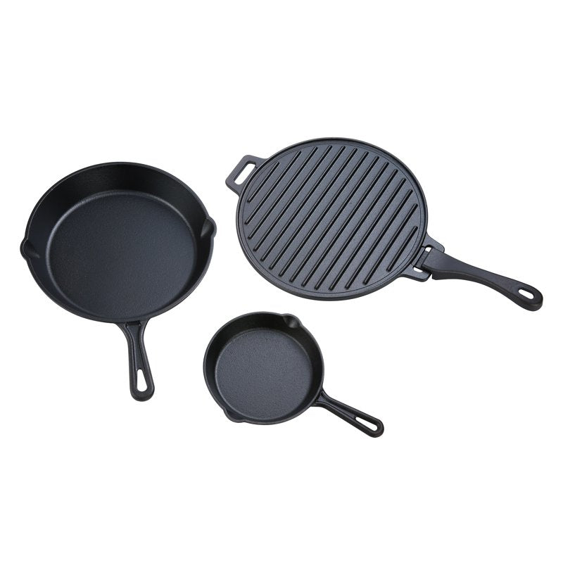 4-Piece Pre-Seasoned Cast Iron Skillet and Griddle Set
