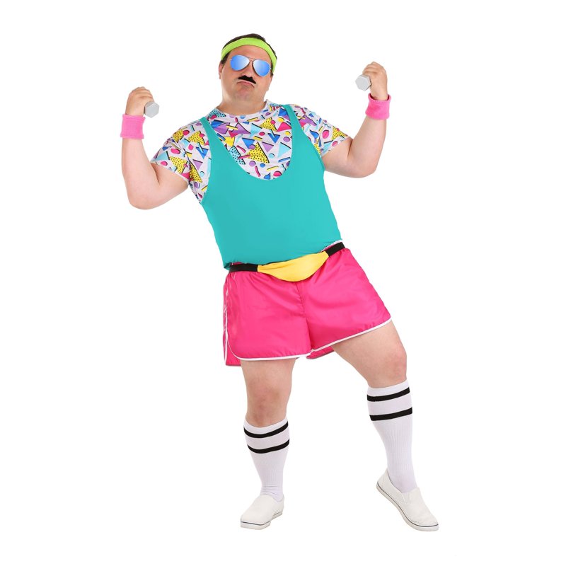 Men's Plus Size 80's Workout Costume 3X - Fitness & Aerobic Outfit