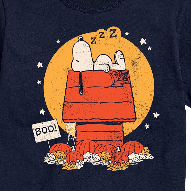 Navy Snoopy Halloween Dog House Graphic T-Shirt Men 2XL