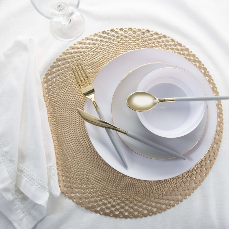 Round Saturn Laser Cut Placemat Set - 4 Piece Gold