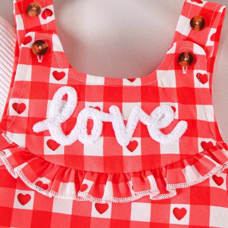 A02-Z1 Red Baby Girl Christmas Outfit 3-6 Months Ruffle Romper & Suspender Dress